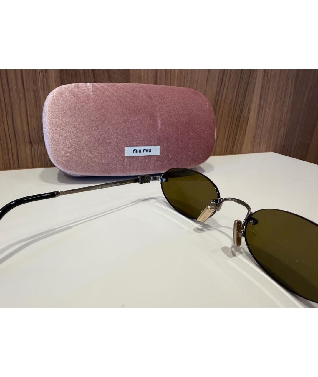 MIU MIU Хаки металлические солнцезащитные очки, фото 3