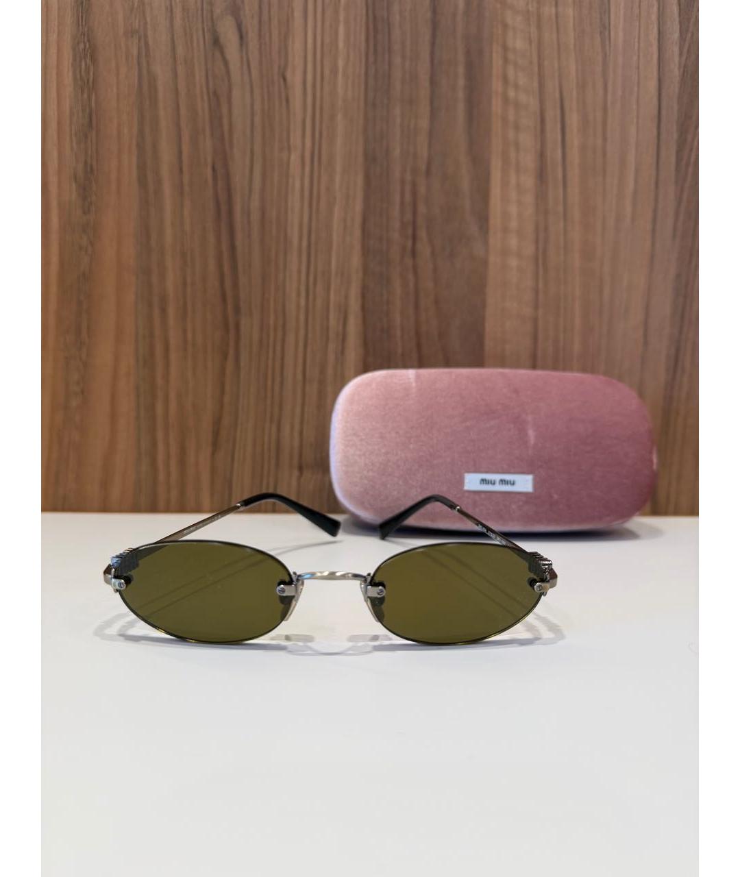MIU MIU Хаки металлические солнцезащитные очки, фото 5