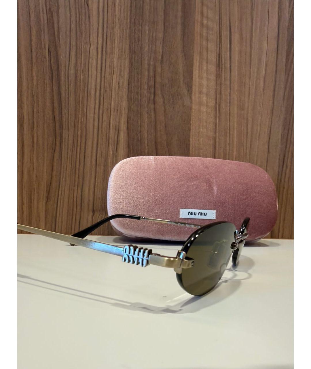 MIU MIU Хаки металлические солнцезащитные очки, фото 2