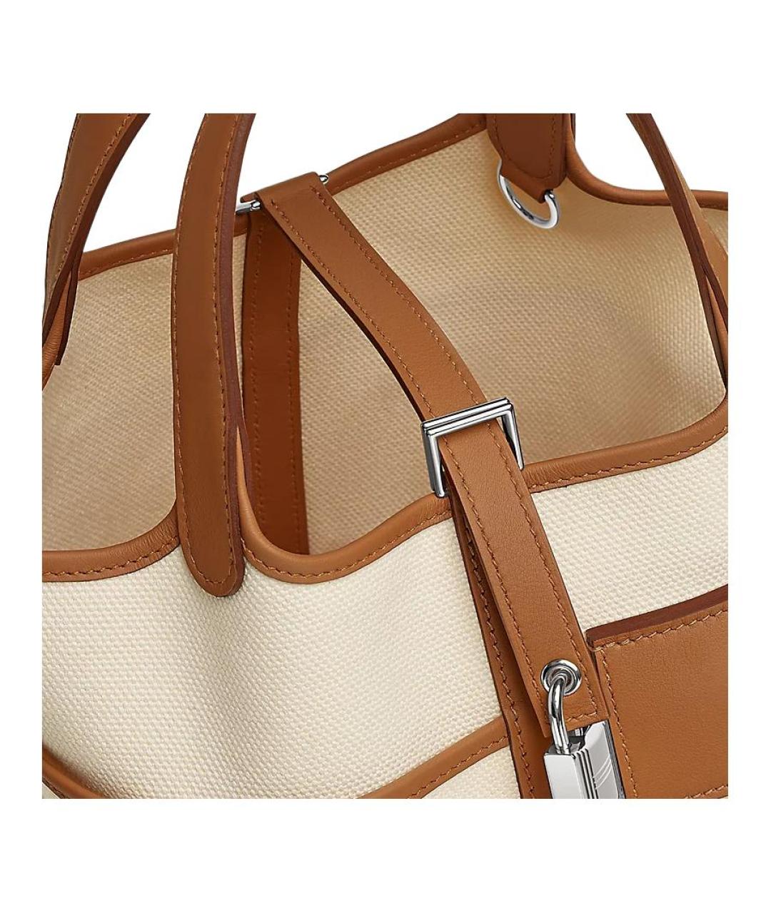 HERMES Бежевая сумка через плечо из лакированной кожи, фото 4