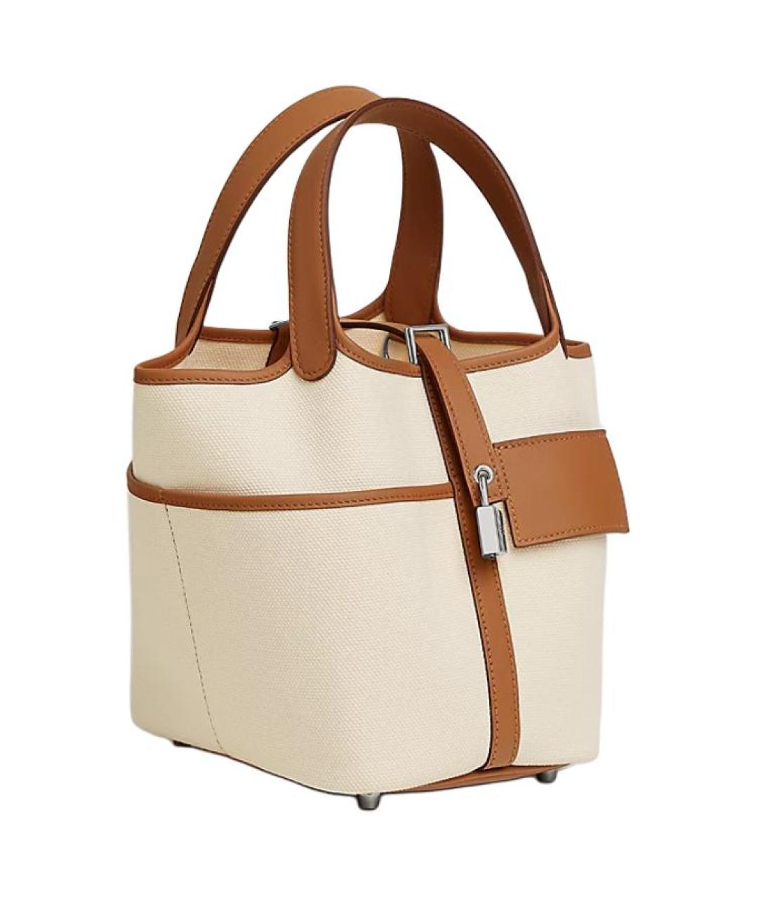 HERMES Бежевая сумка через плечо из лакированной кожи, фото 2