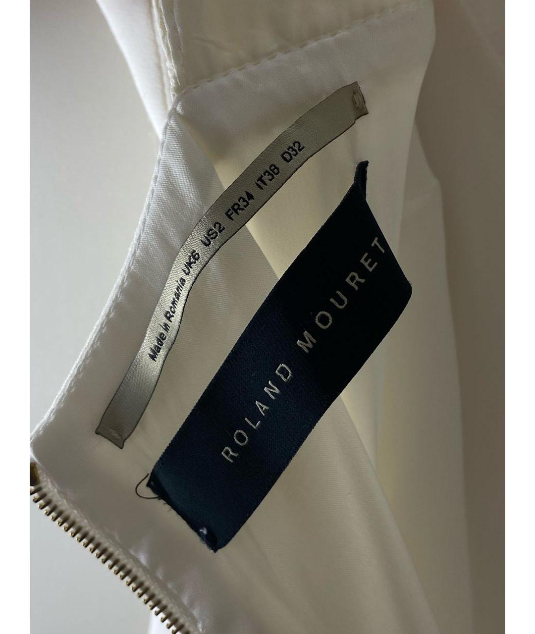 ROLAND MOURET Белое вискозное коктейльное платье, фото 4