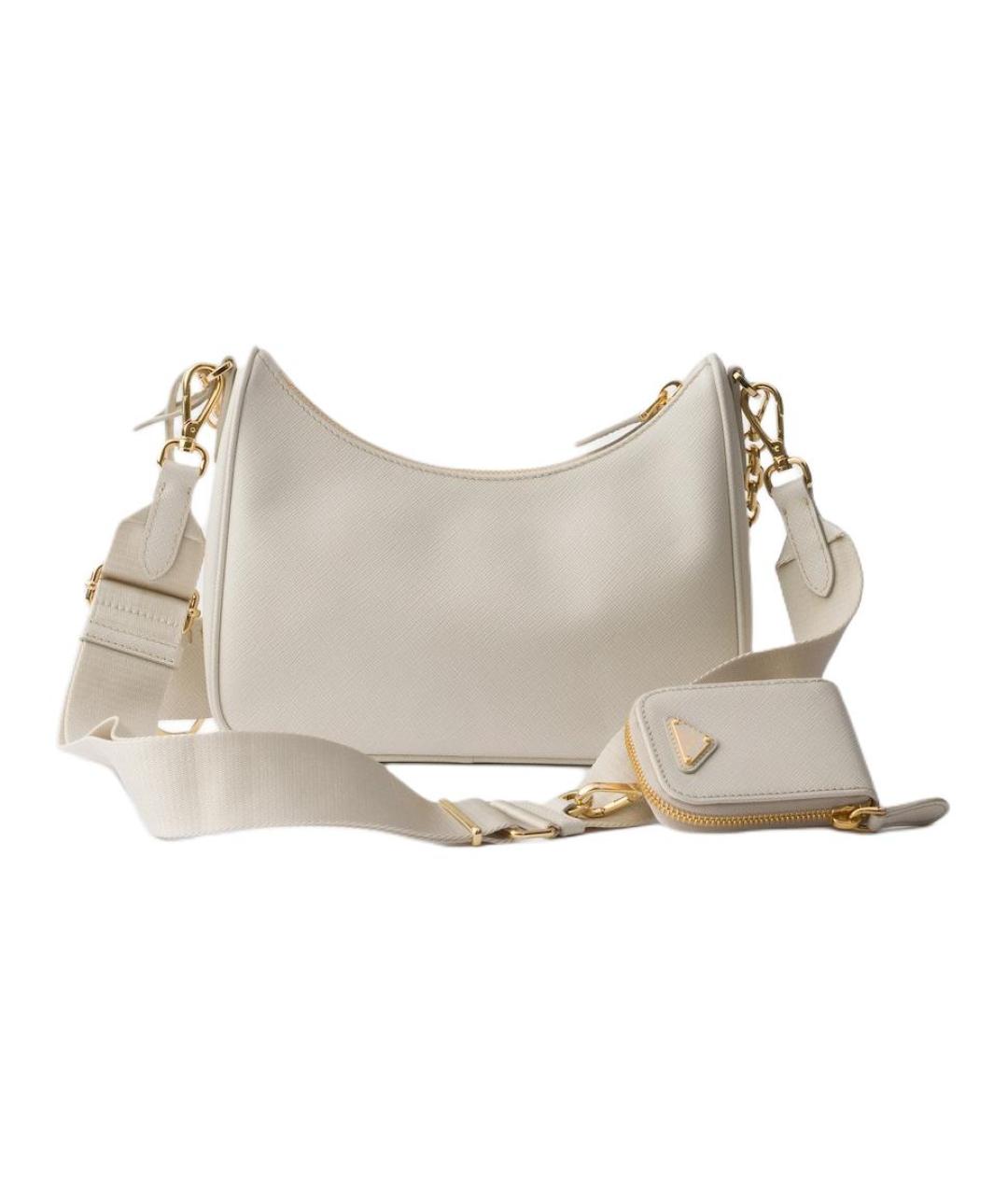 PRADA Белая кожаная сумка через плечо, фото 4