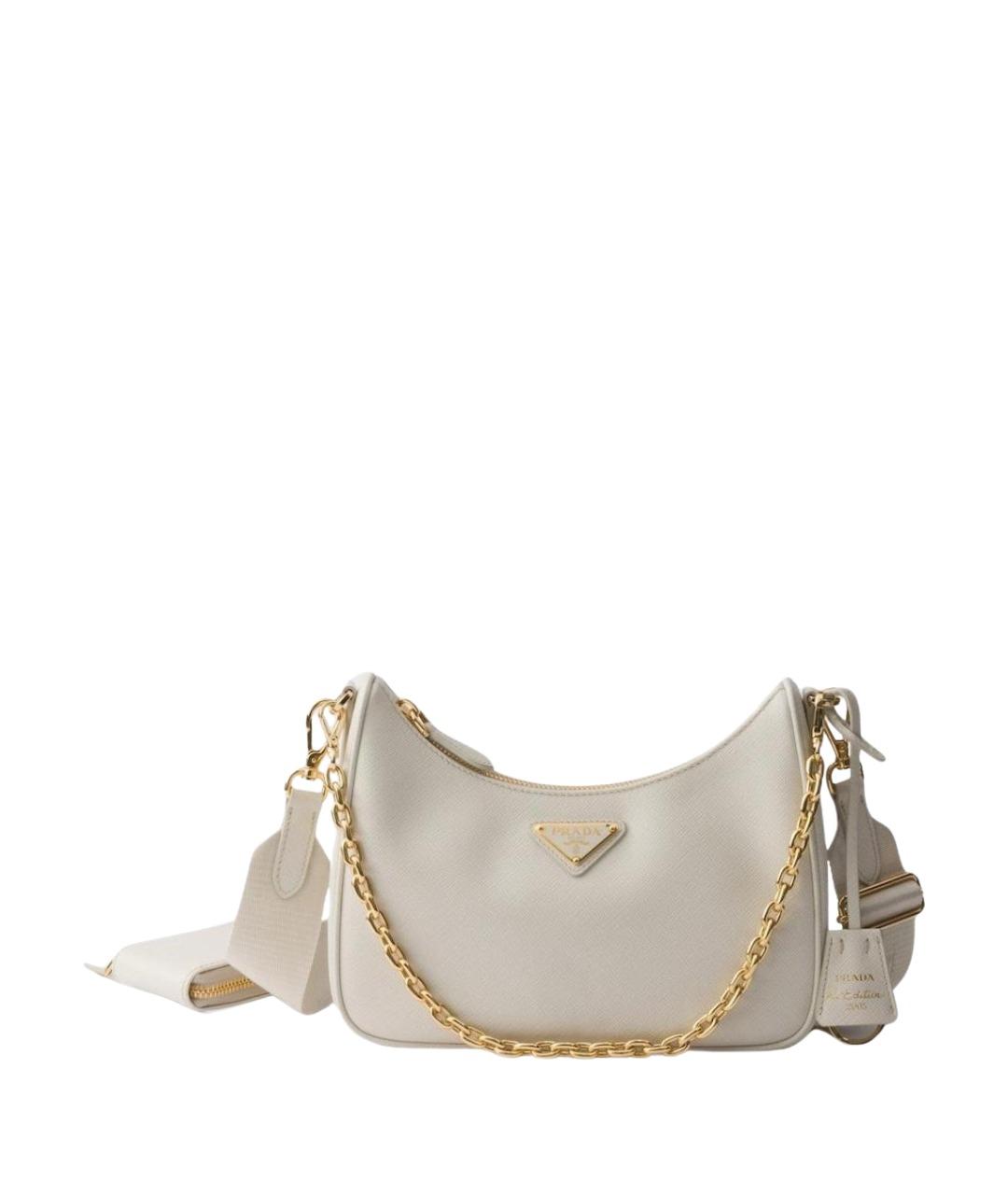 PRADA Белая кожаная сумка через плечо, фото 1
