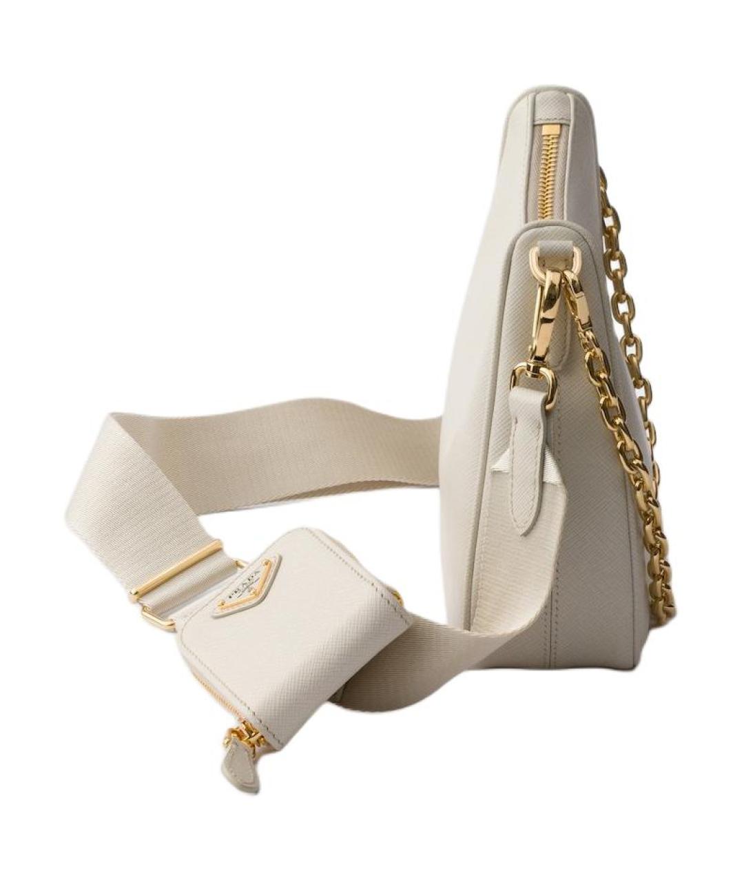 PRADA Белая кожаная сумка через плечо, фото 3