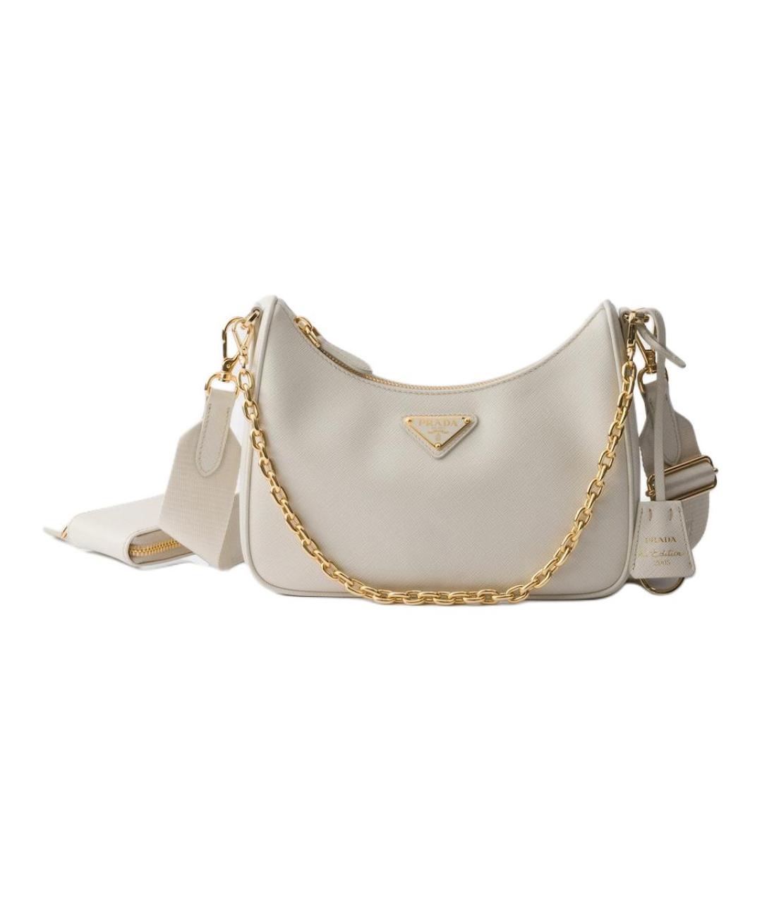 PRADA Белая кожаная сумка через плечо, фото 6