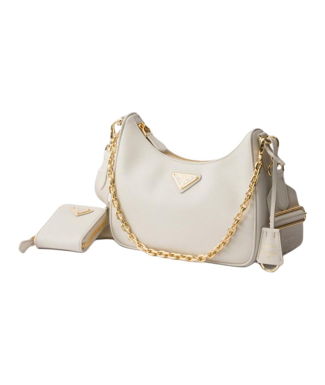 PRADA Белая кожаная сумка через плечо, фото 2