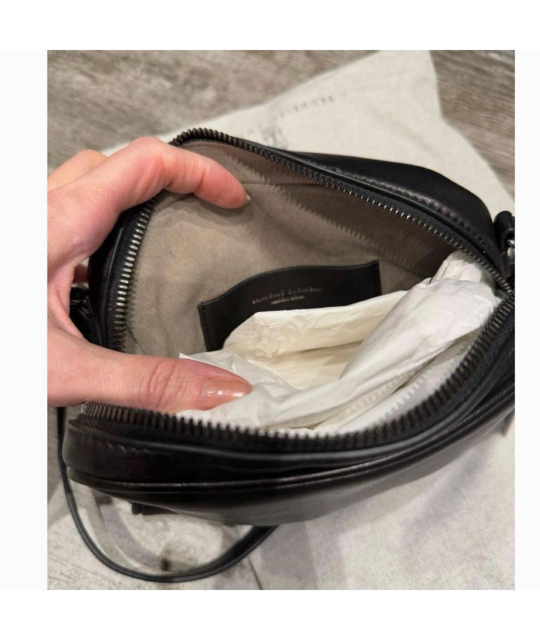BRUNELLO CUCINELLI Черная кожаная сумка через плечо, фото 2