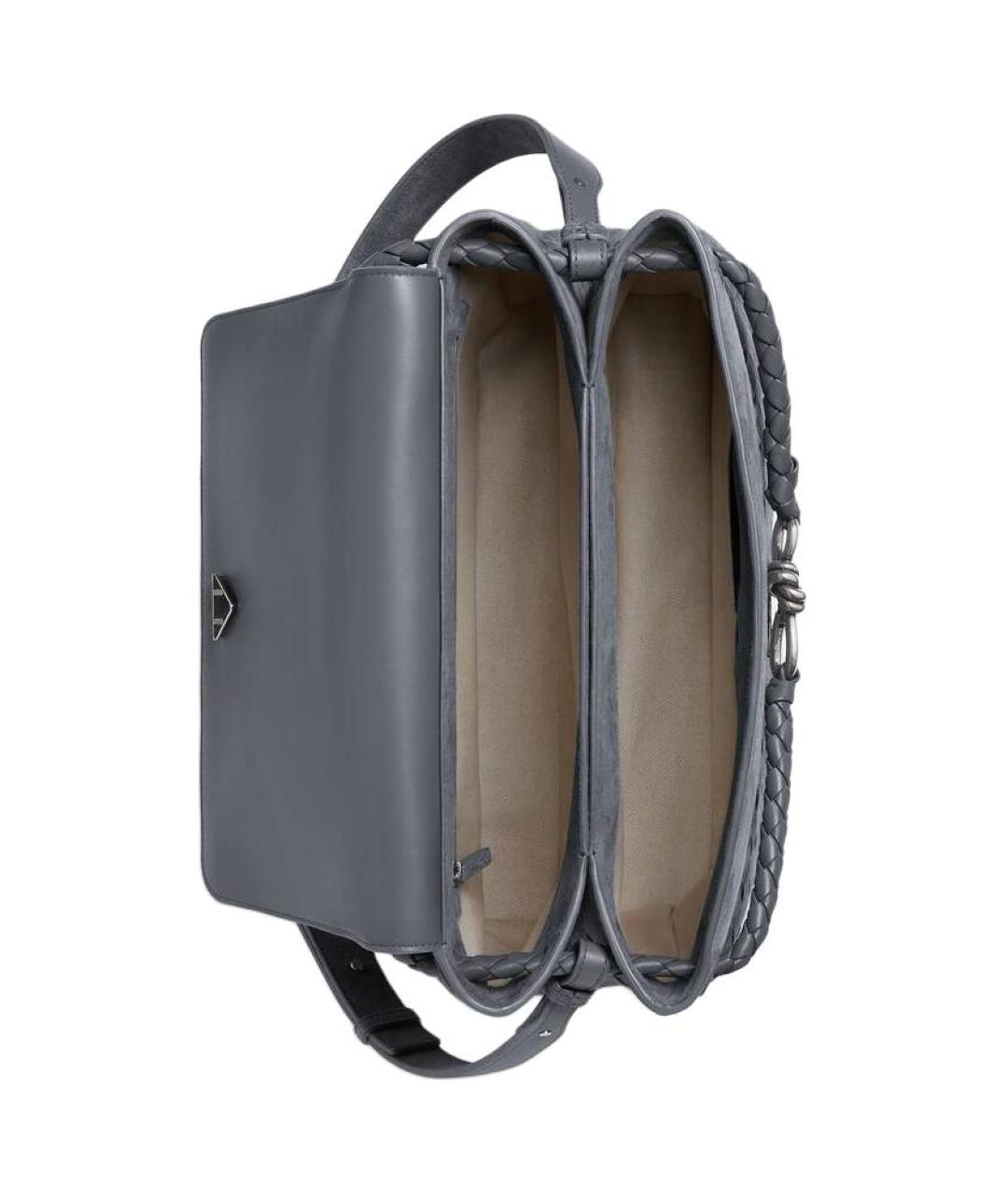 BOTTEGA VENETA Серая хлопковая сумка на плечо, фото 4