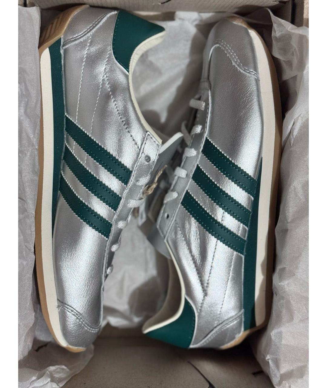 ADIDAS Серебряные кожаные кроссовки, фото 2