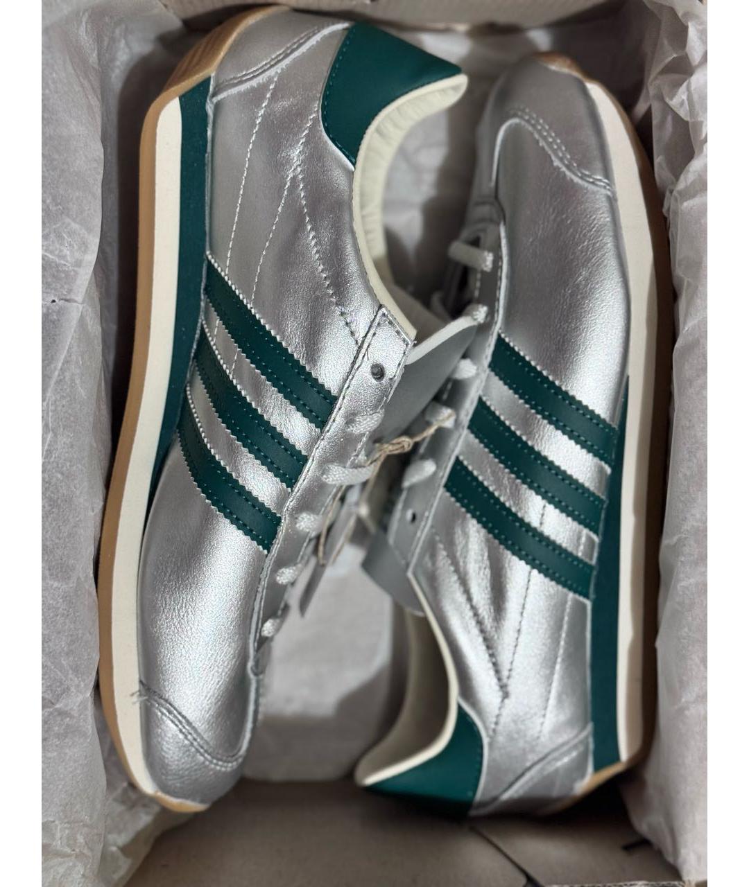 ADIDAS Серебряные кожаные кроссовки, фото 3