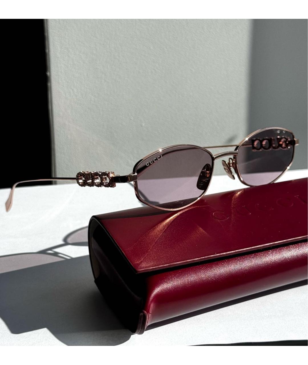 GUCCI Фиолетовые металлические солнцезащитные очки, фото 5