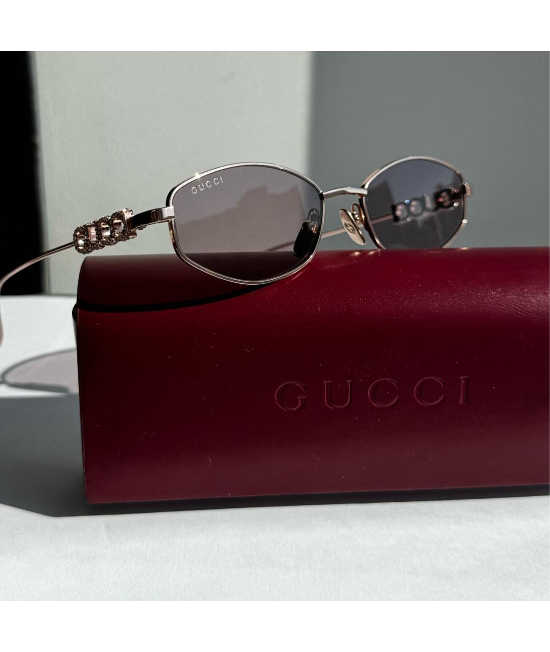 GUCCI Фиолетовые металлические солнцезащитные очки, фото 4
