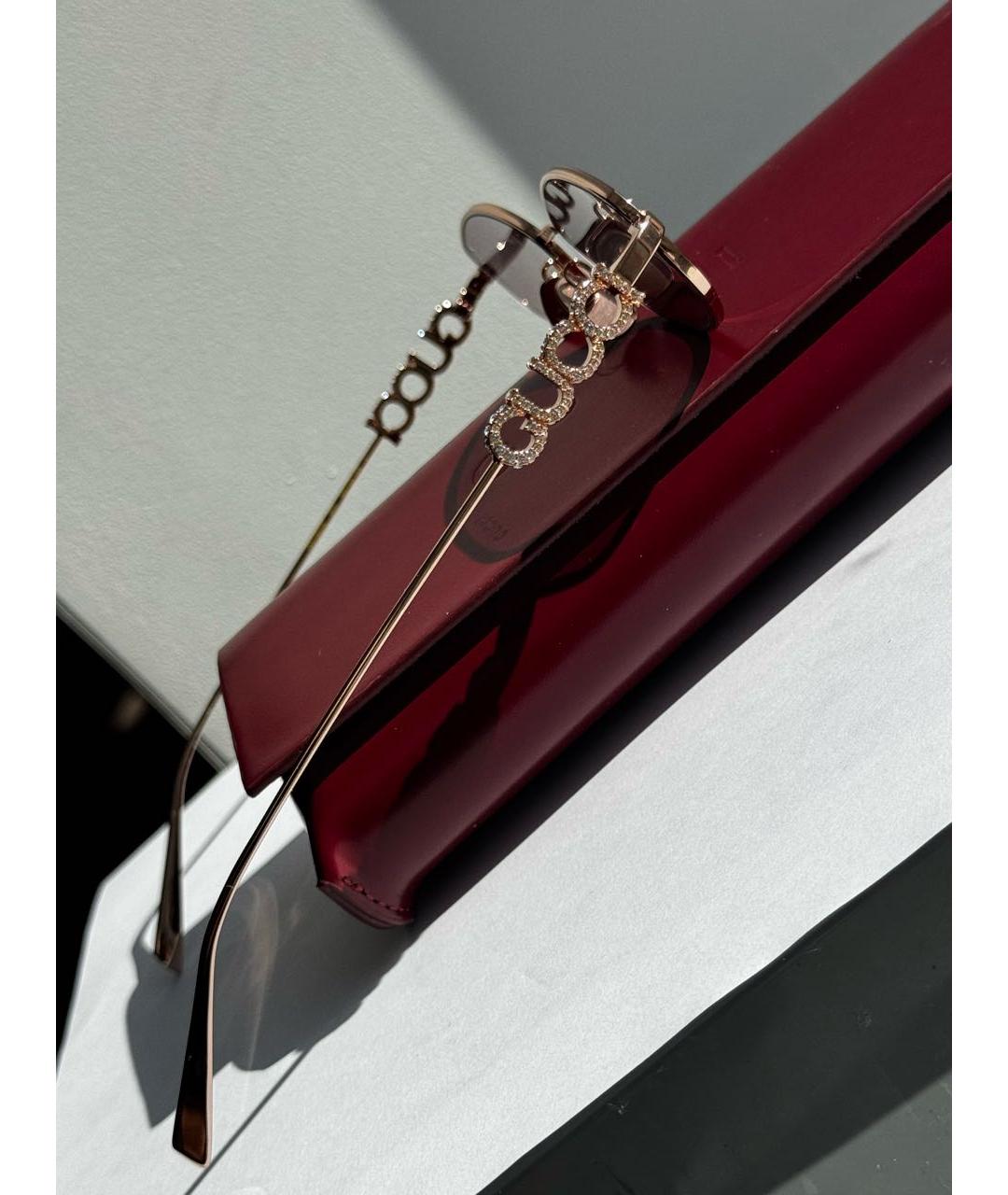 GUCCI Фиолетовые металлические солнцезащитные очки, фото 2