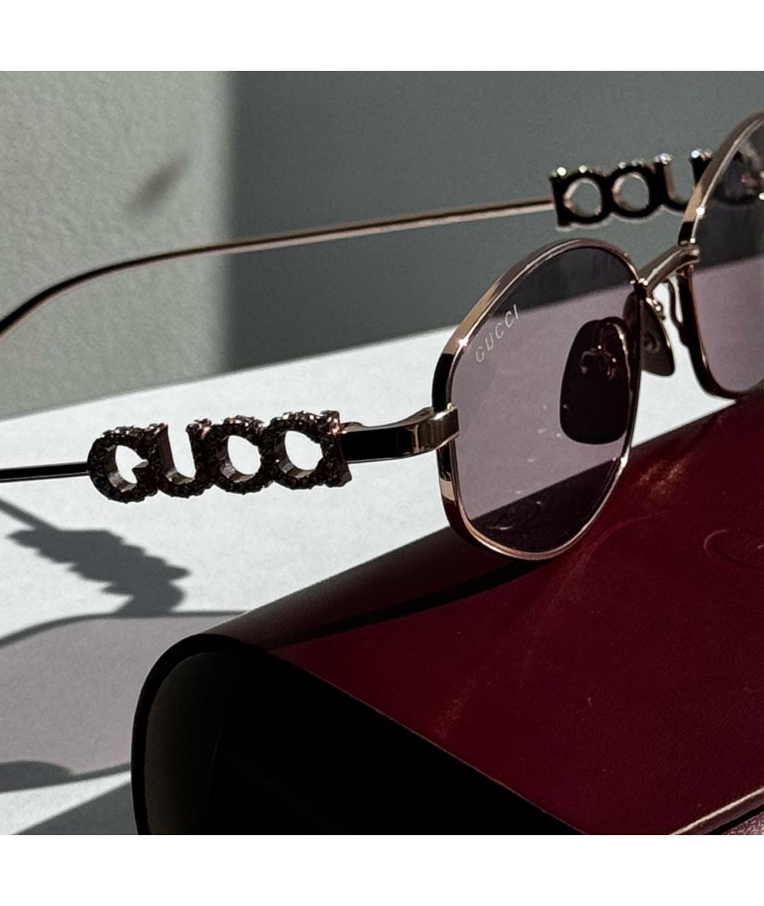 GUCCI Фиолетовые металлические солнцезащитные очки, фото 3