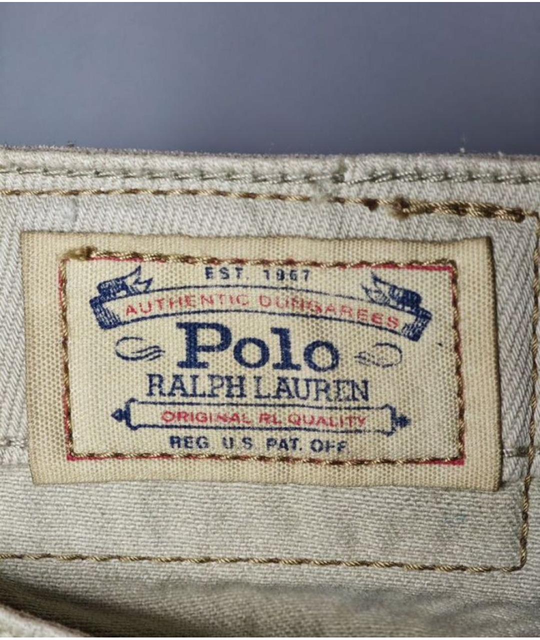 POLO RALPH LAUREN Бежевые хлопковые джинсы слим, фото 5