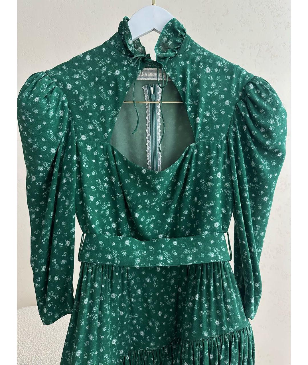 ULYANA SERGEENKO Зеленые шелковое повседневное платье, фото 5