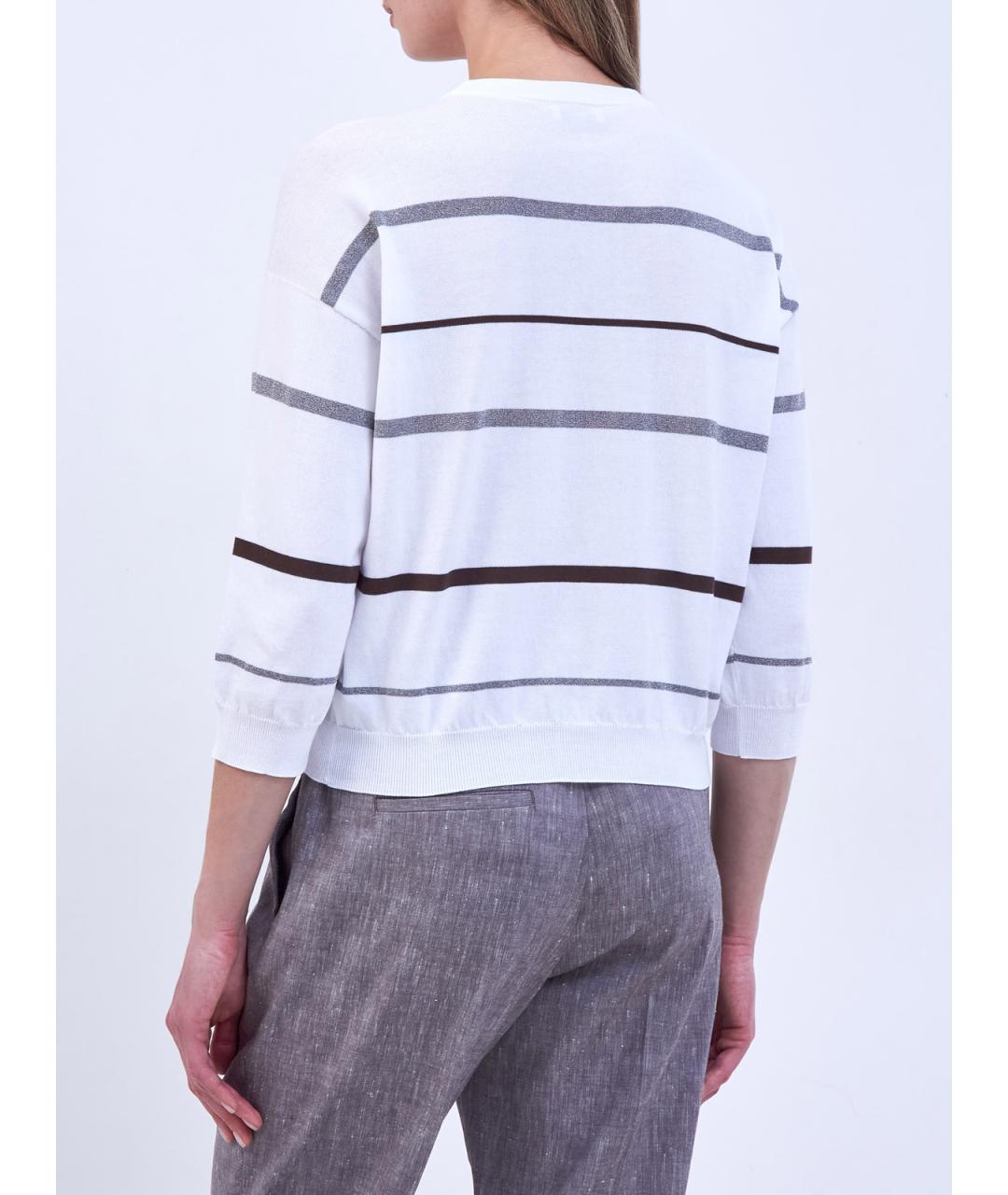 PESERICO Белый хлопковый джемпер / свитер, фото 4