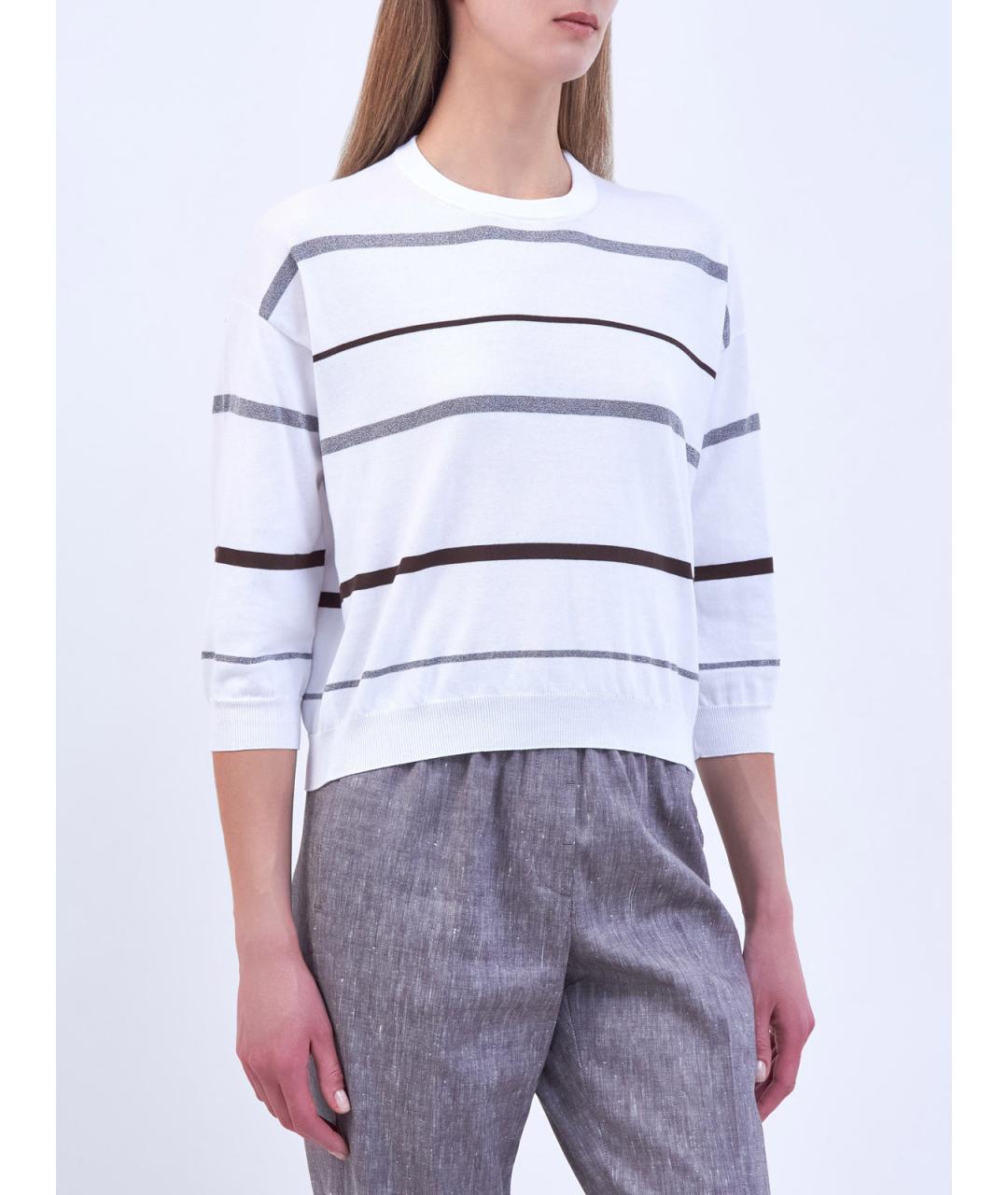 PESERICO Белый хлопковый джемпер / свитер, фото 3