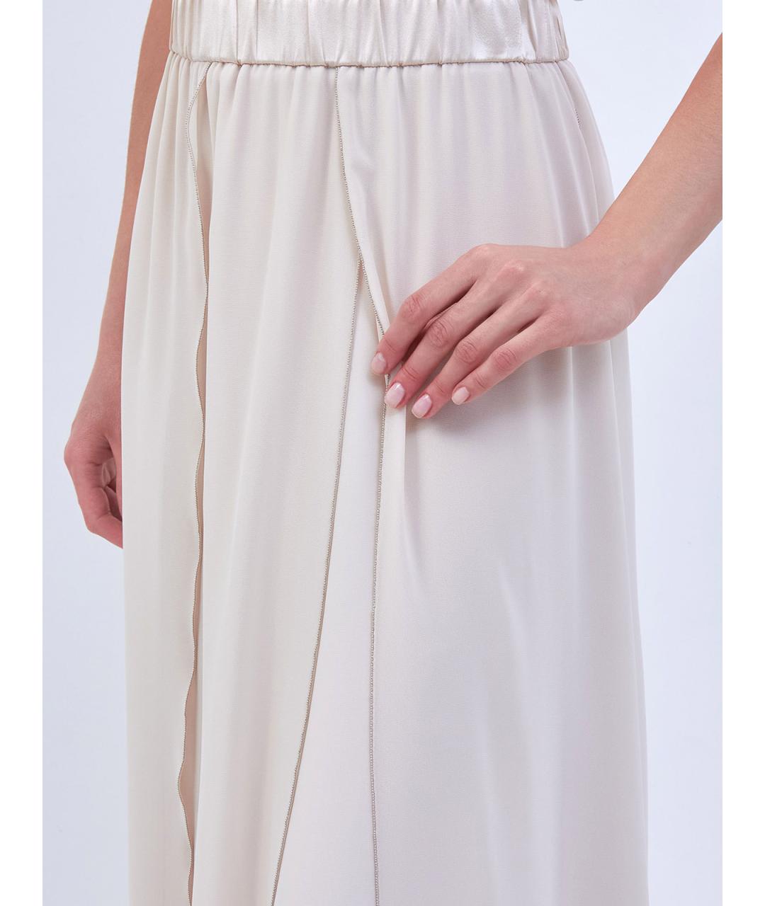 PESERICO Бежевая полиэстеровая юбка макси, фото 5