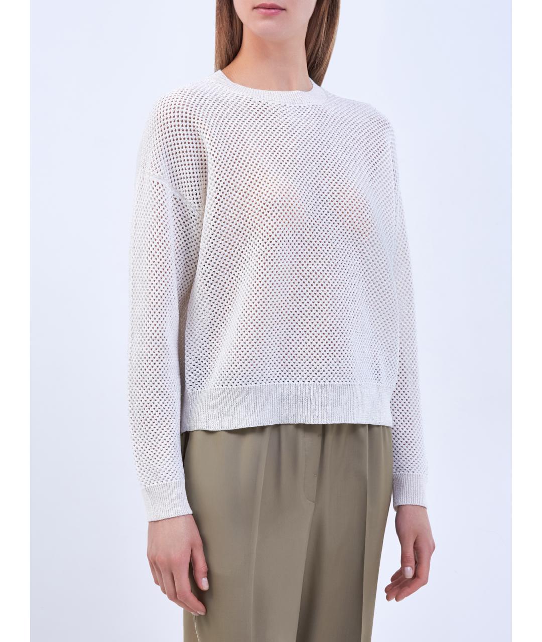 PESERICO Белый хлопковый джемпер / свитер, фото 3