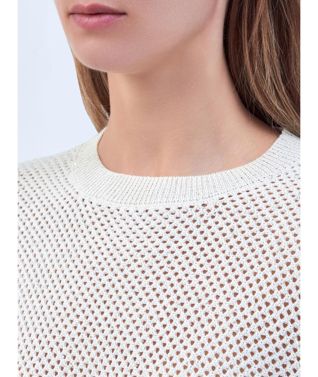 PESERICO Белый хлопковый джемпер / свитер, фото 5