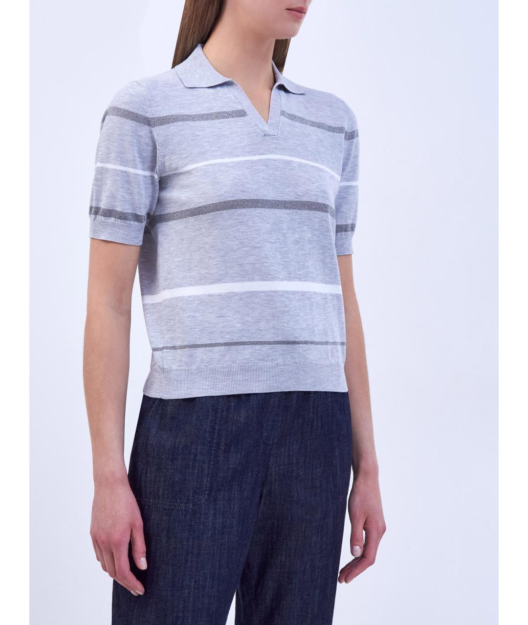 PESERICO Серый хлопковый джемпер / свитер, фото 3