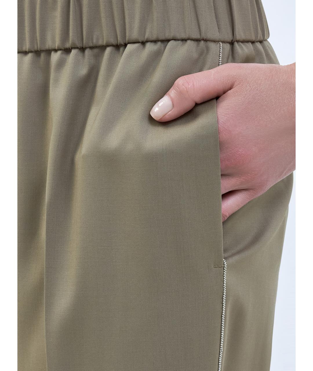 PESERICO Хаки шерстяные прямые брюки, фото 4