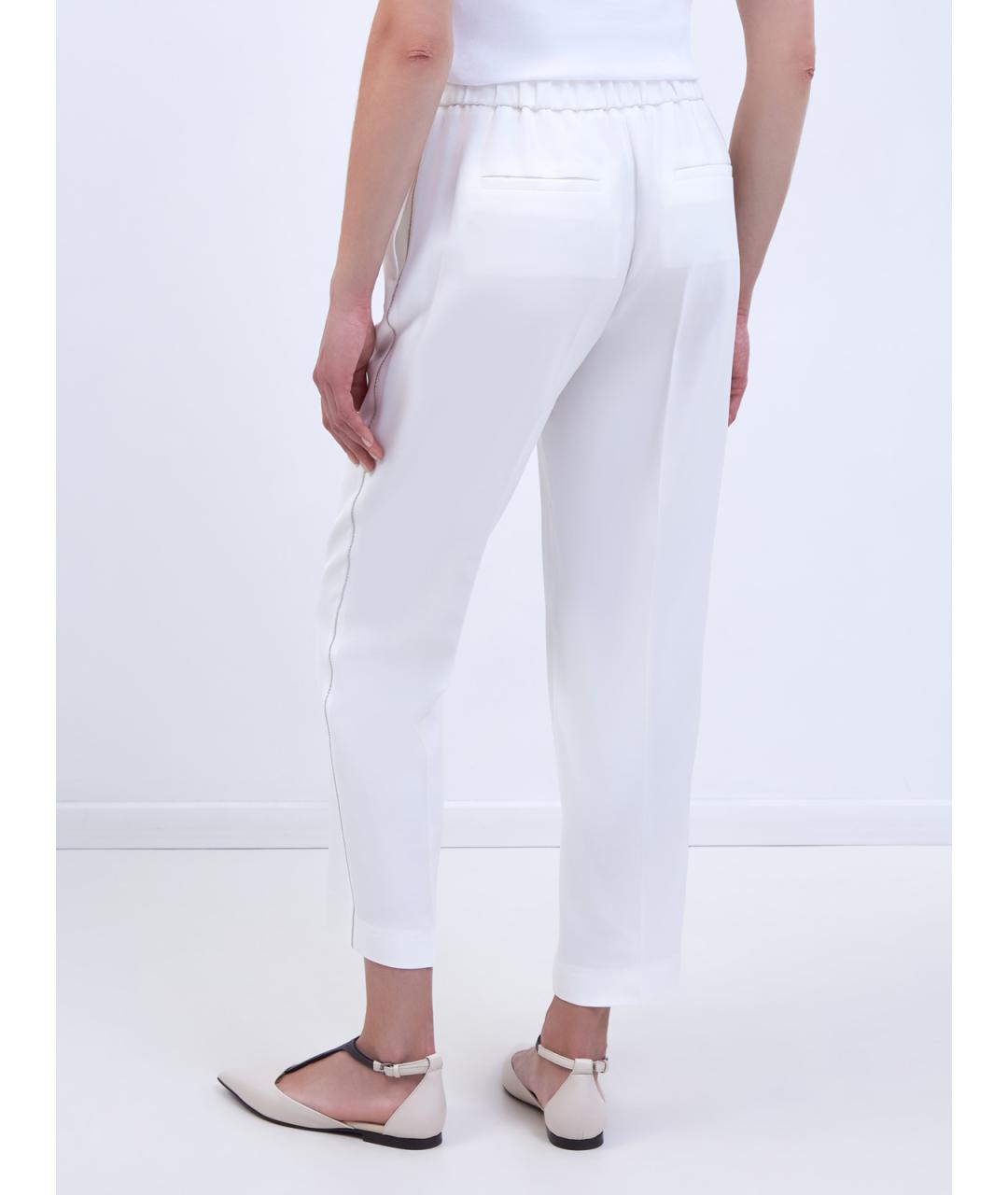PESERICO Белые вискозные прямые брюки, фото 4