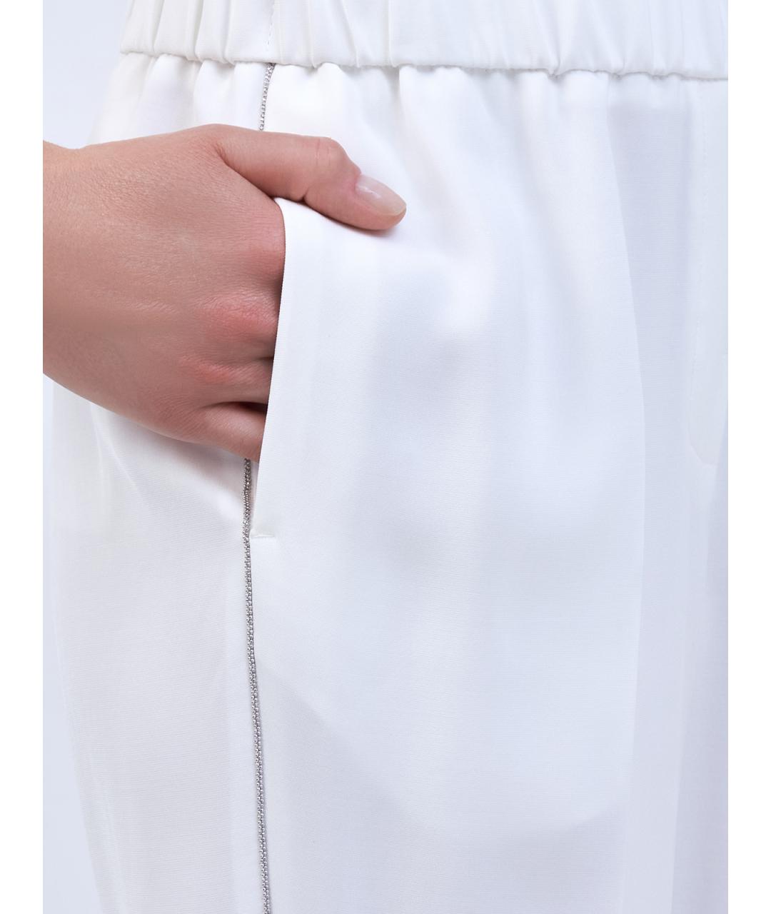 PESERICO Белые вискозные прямые брюки, фото 5