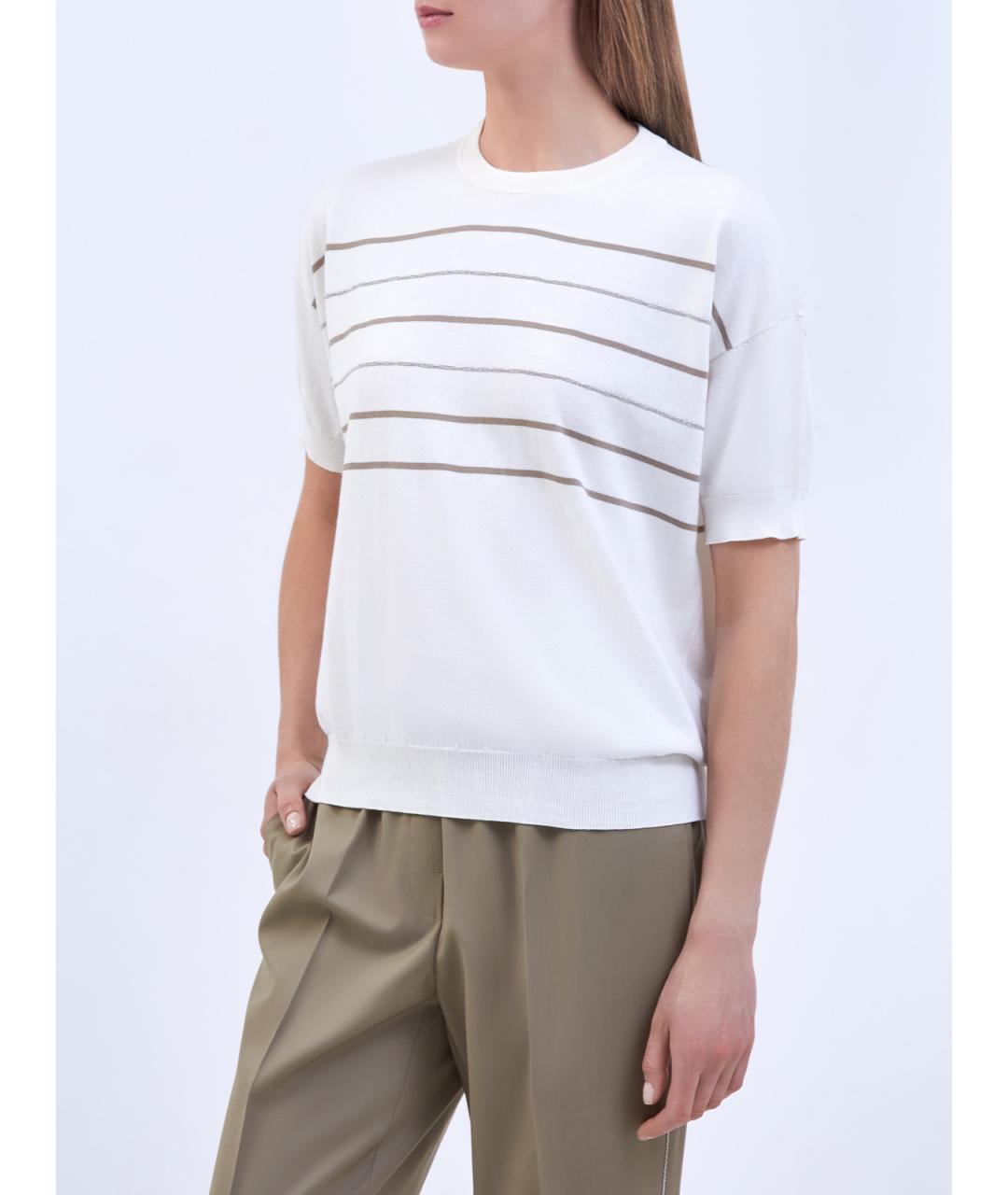 PESERICO Белый хлопковый джемпер / свитер, фото 3