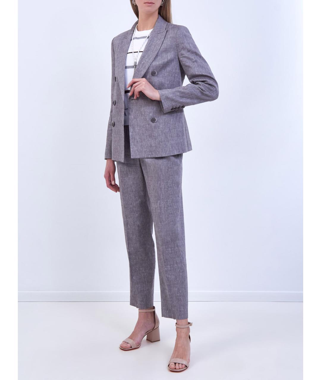 PESERICO Серый льняной жакет/пиджак, фото 2