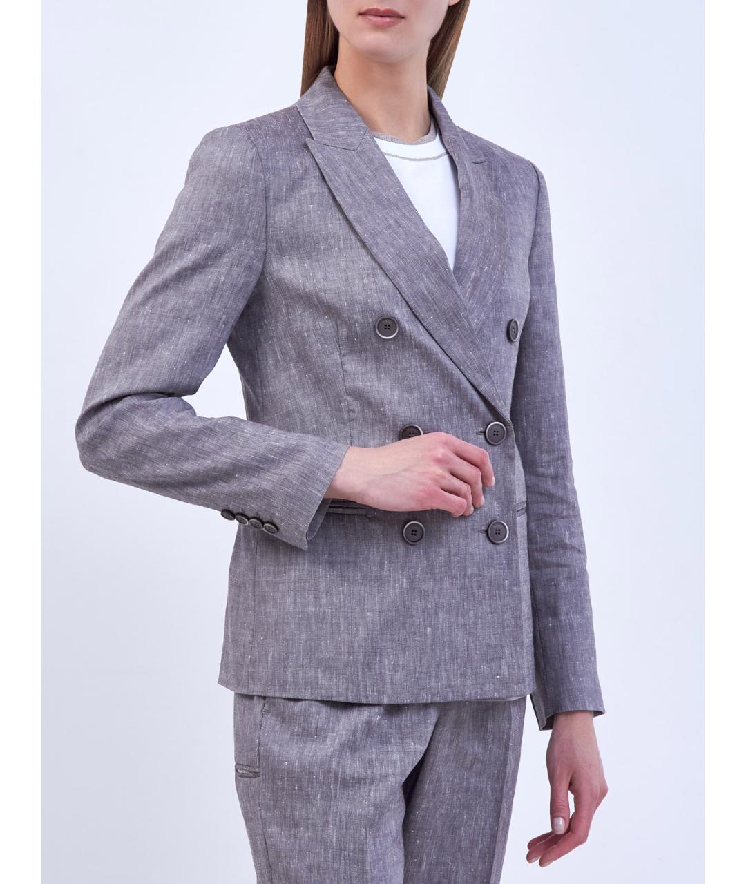 PESERICO Серый льняной жакет/пиджак, фото 3