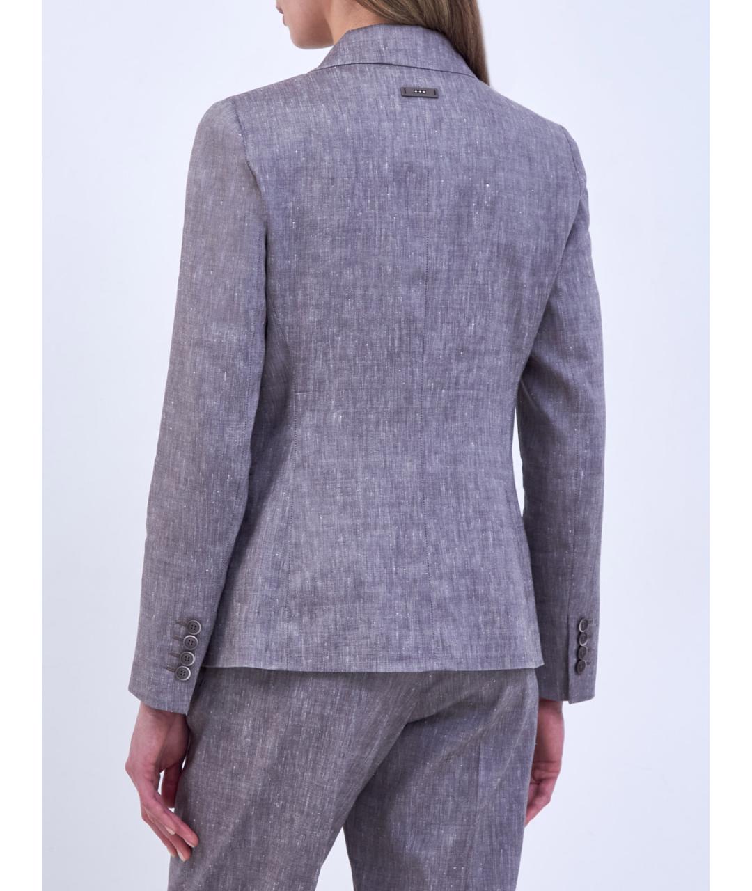 PESERICO Серый льняной жакет/пиджак, фото 4