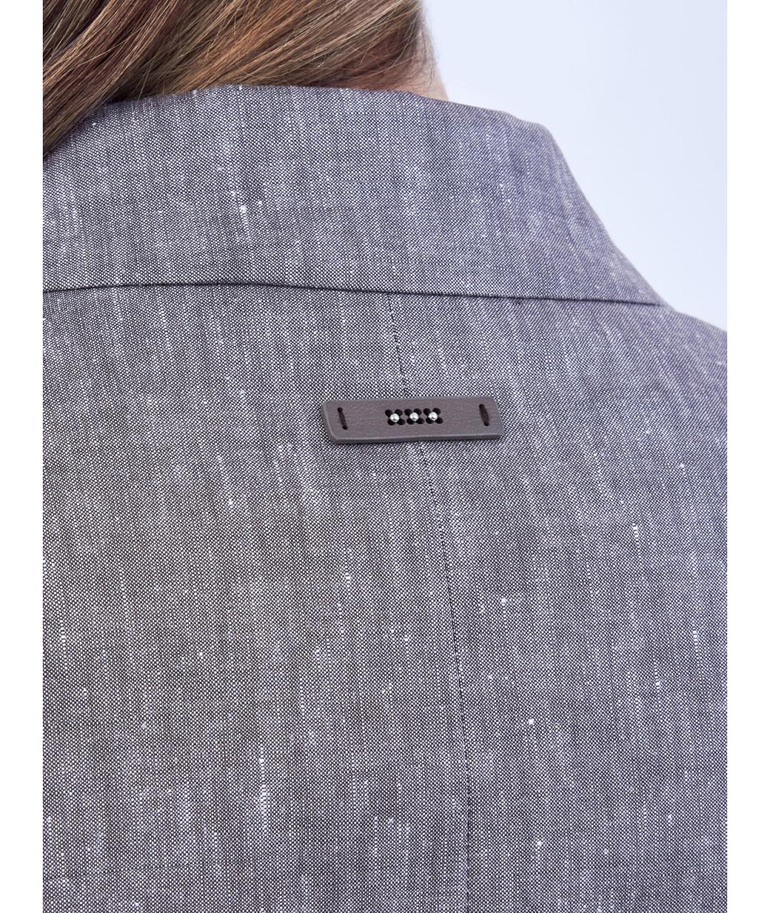 PESERICO Серый льняной жакет/пиджак, фото 5