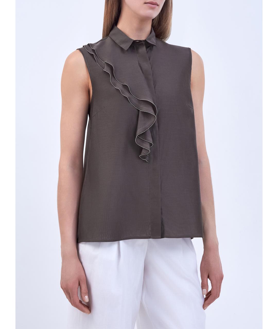 PESERICO Коричневая хлопковая блузы, фото 3