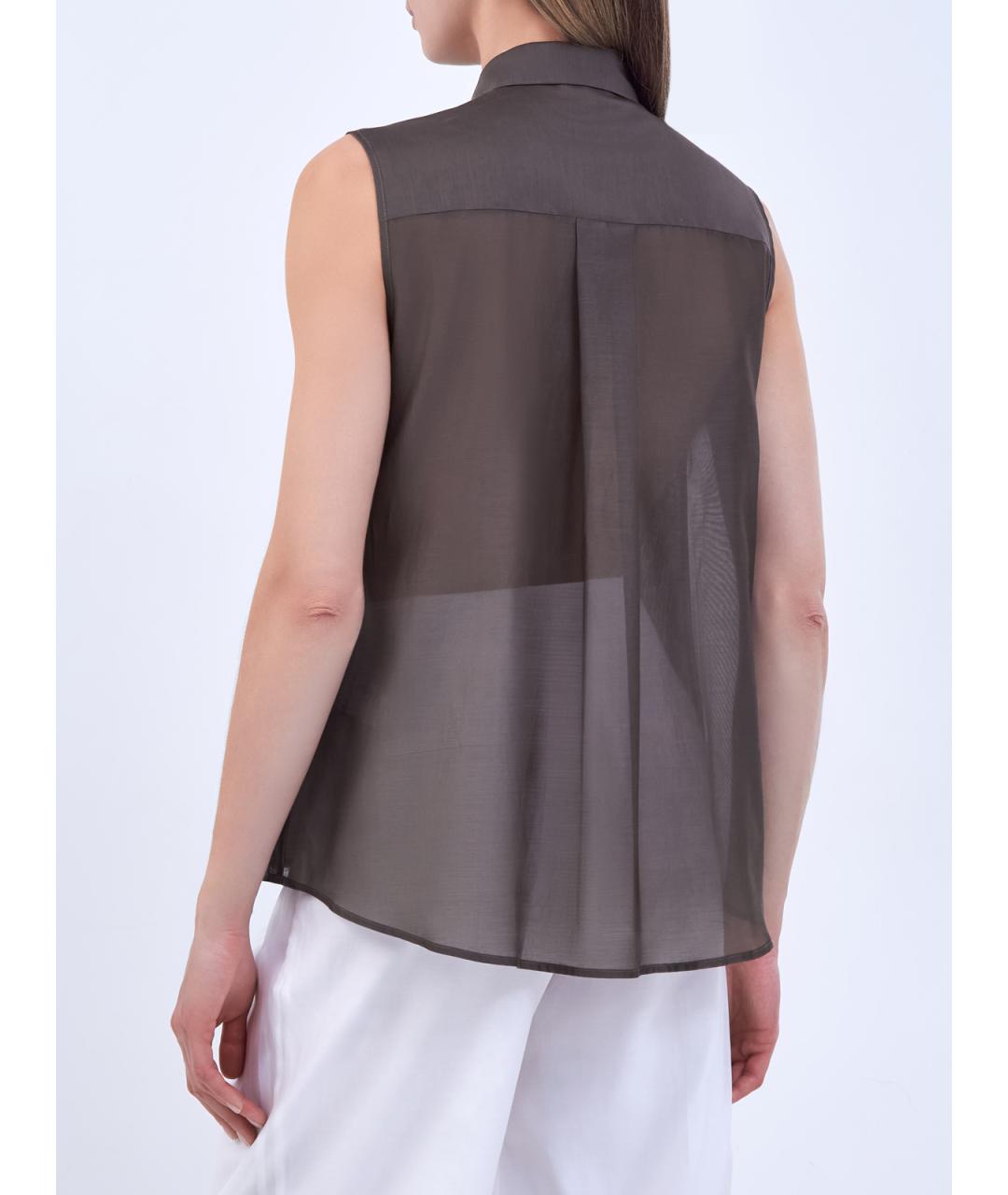 PESERICO Коричневая хлопковая блузы, фото 4