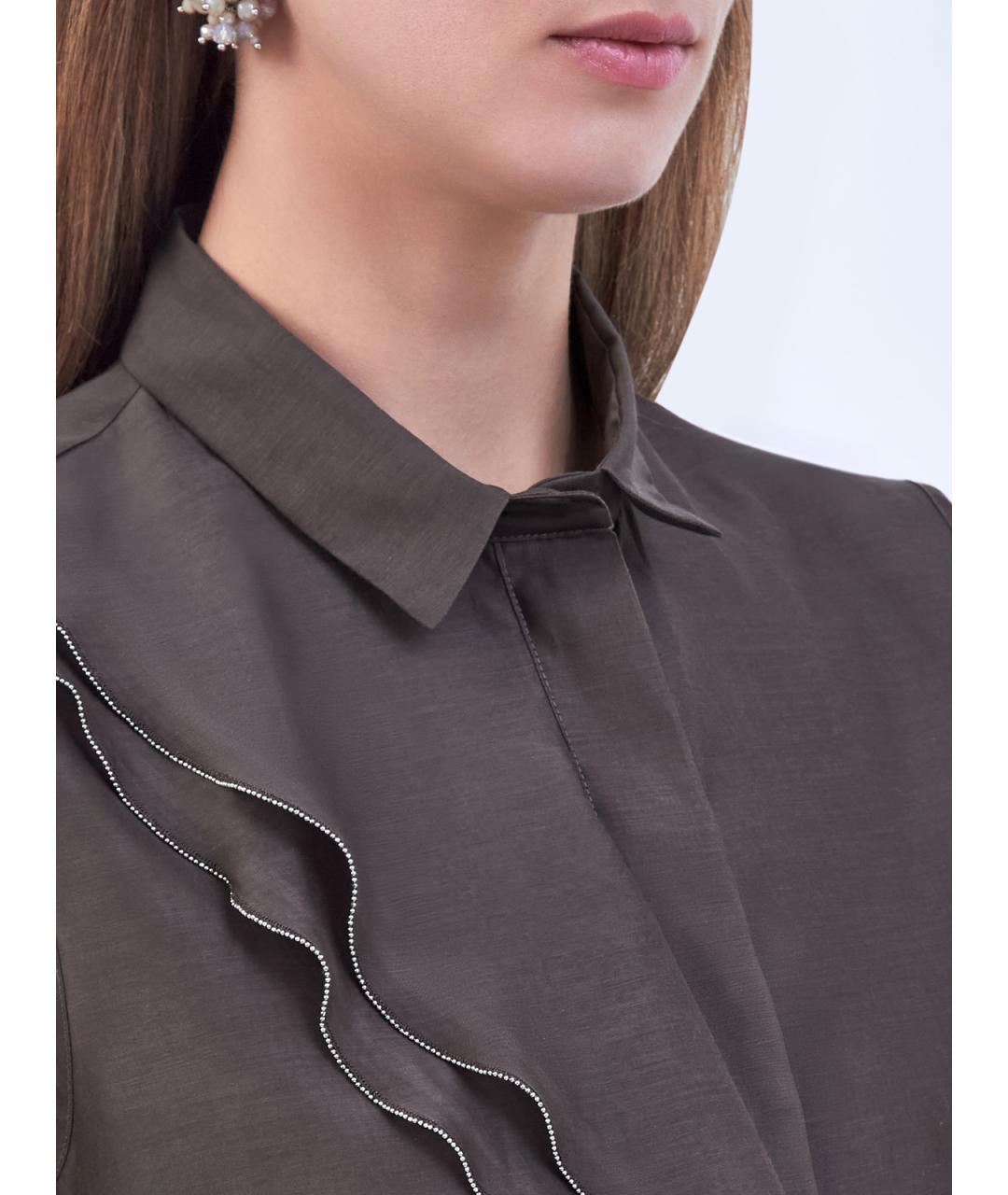PESERICO Коричневая хлопковая блузы, фото 5