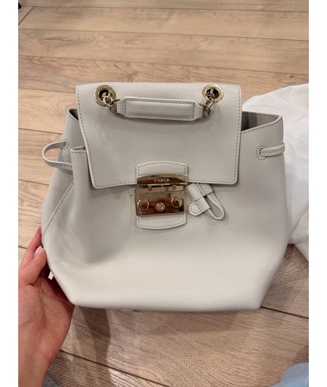 FURLA Белый кожаный рюкзак, фото 9