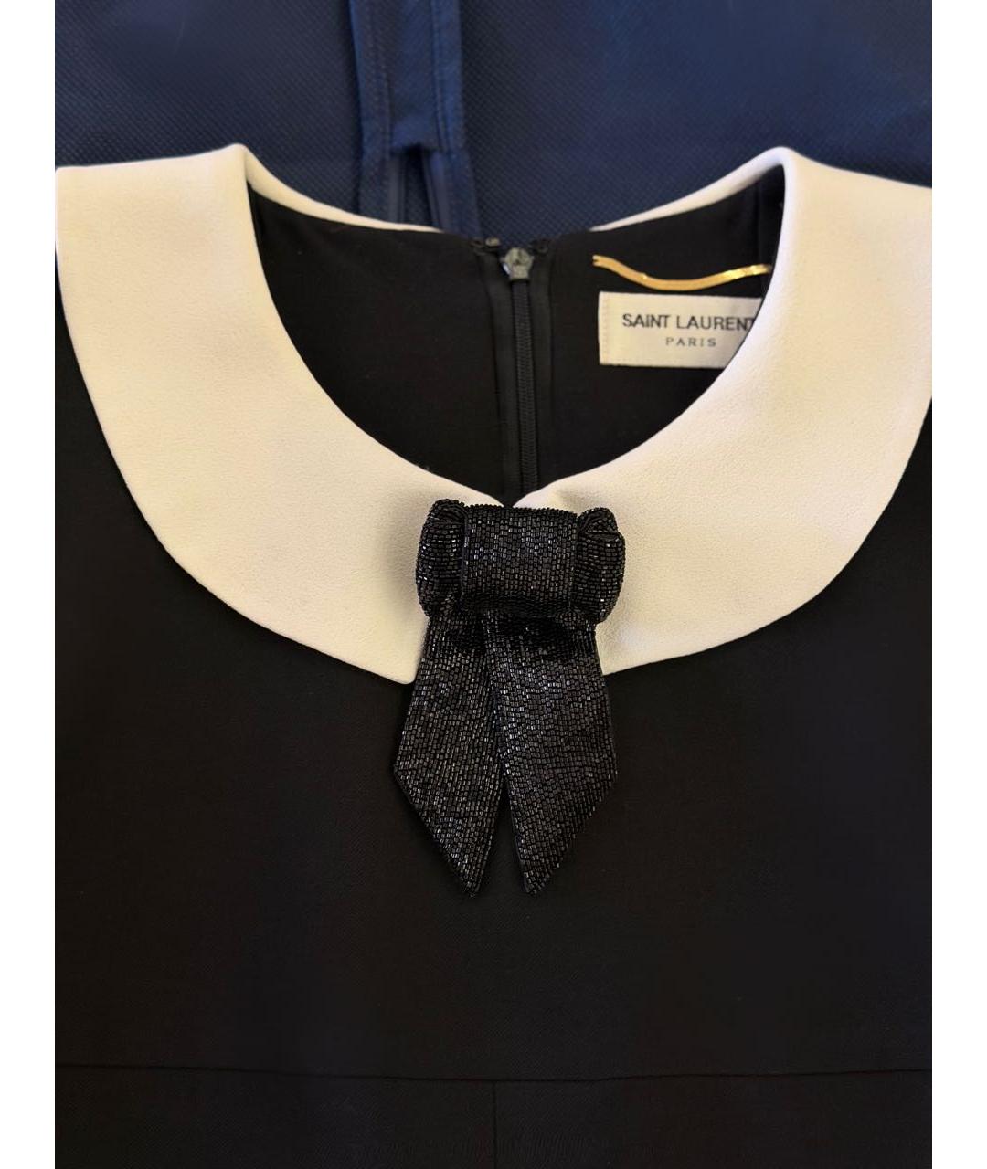 SAINT LAURENT Черное шерстяное повседневное платье, фото 4