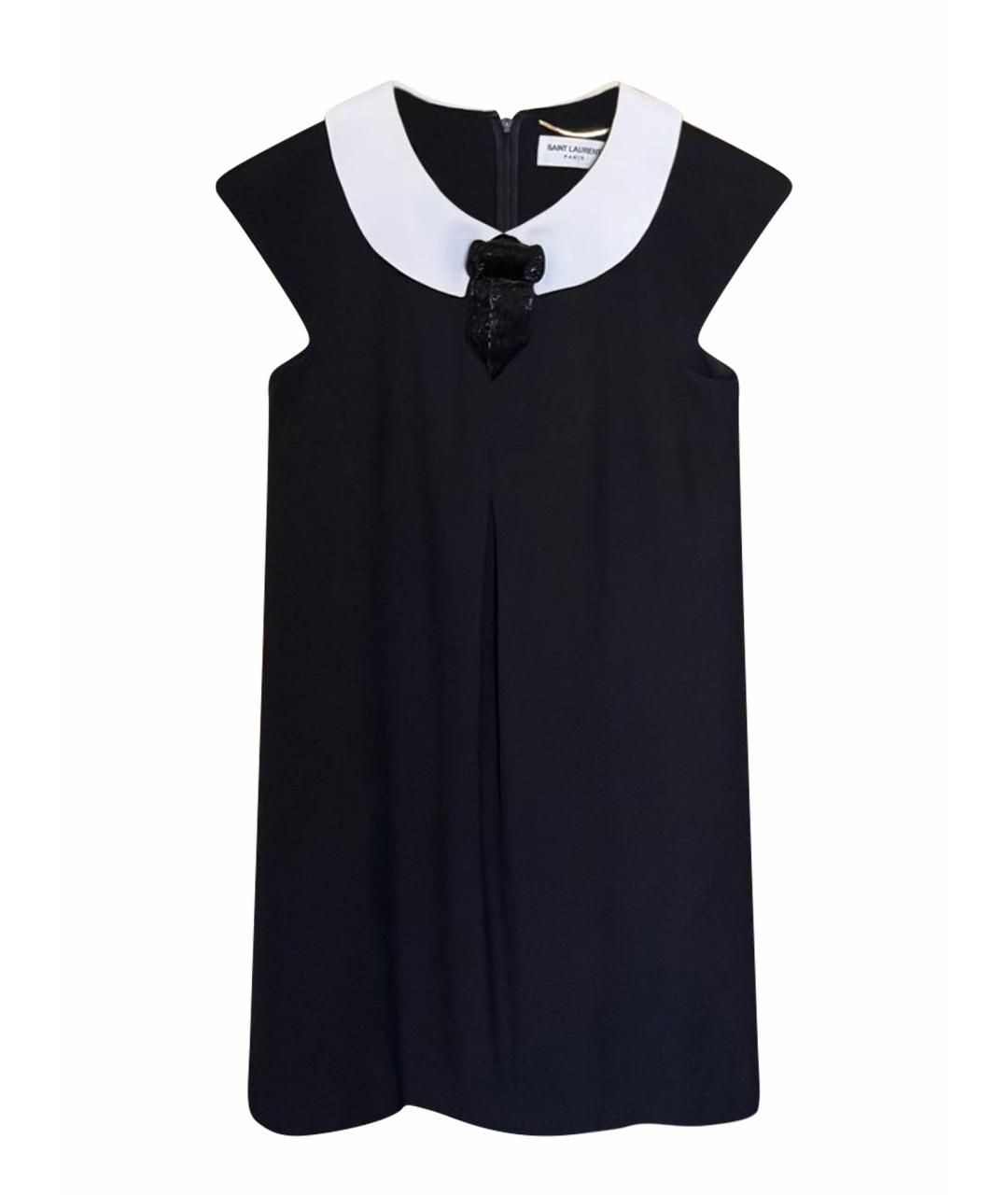 SAINT LAURENT Черное шерстяное повседневное платье, фото 1