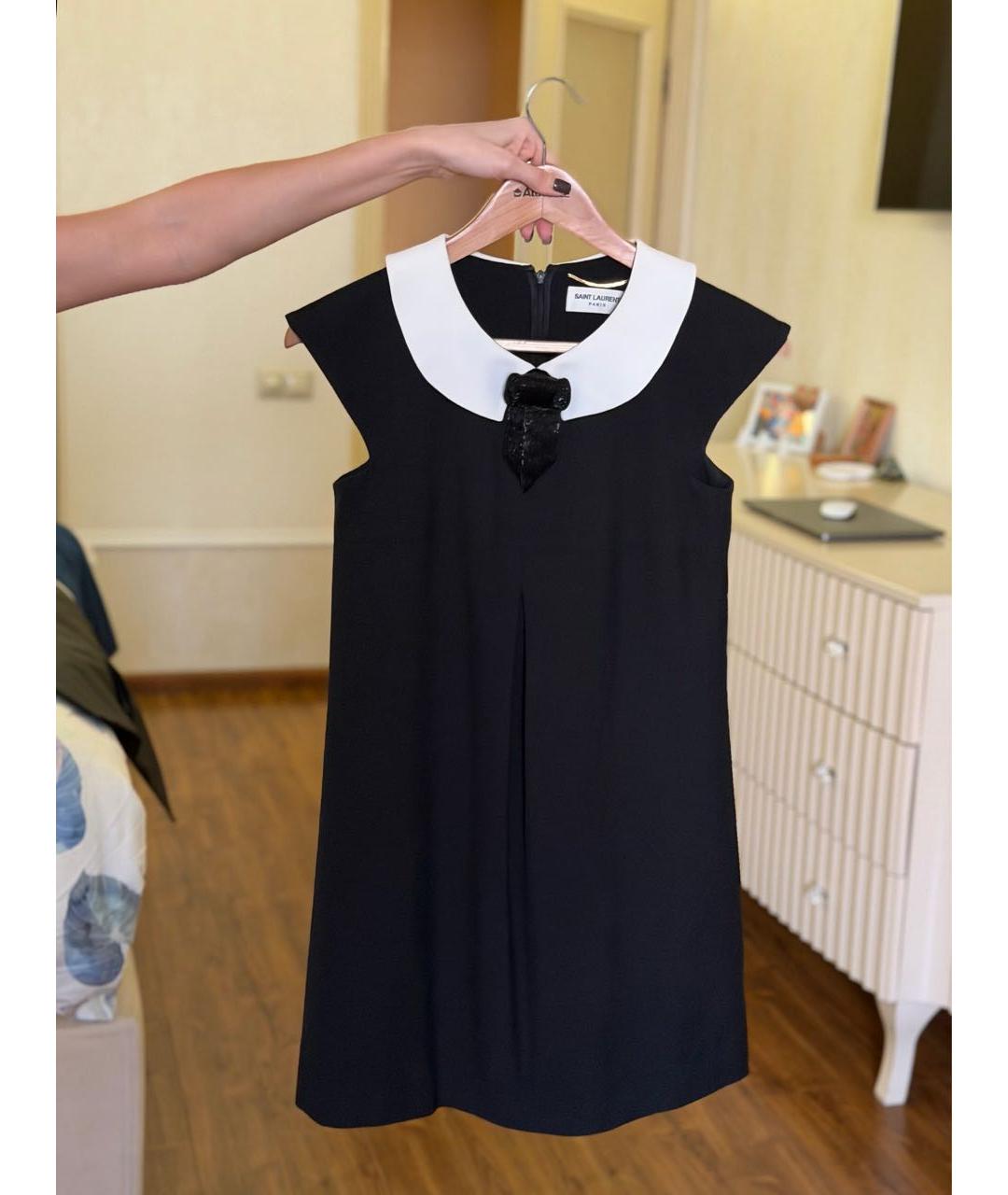 SAINT LAURENT Черное шерстяное повседневное платье, фото 8