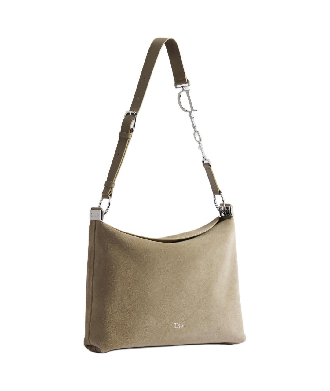 CHRISTIAN DIOR Бежевая кожаная сумка через плечо, фото 2
