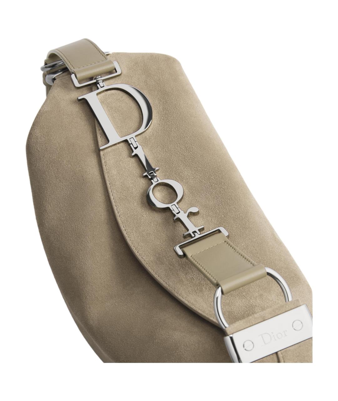 CHRISTIAN DIOR Бежевая кожаная сумка через плечо, фото 4