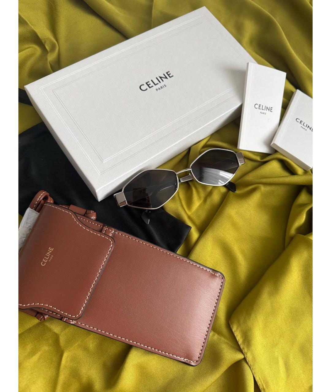 CELINE Серебряные металлические солнцезащитные очки, фото 8