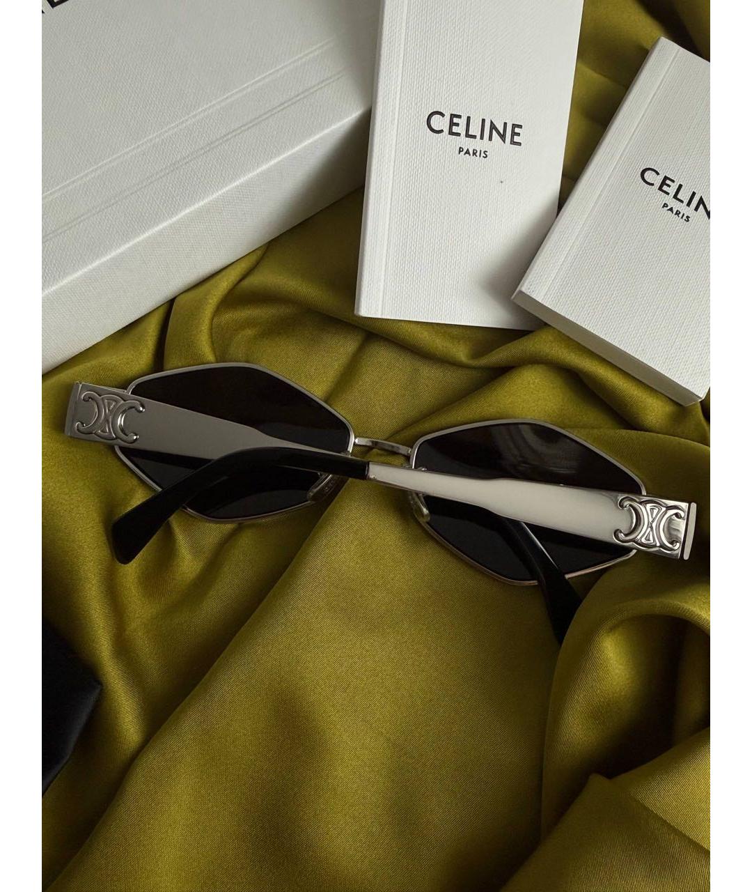 CELINE Серебряные металлические солнцезащитные очки, фото 3