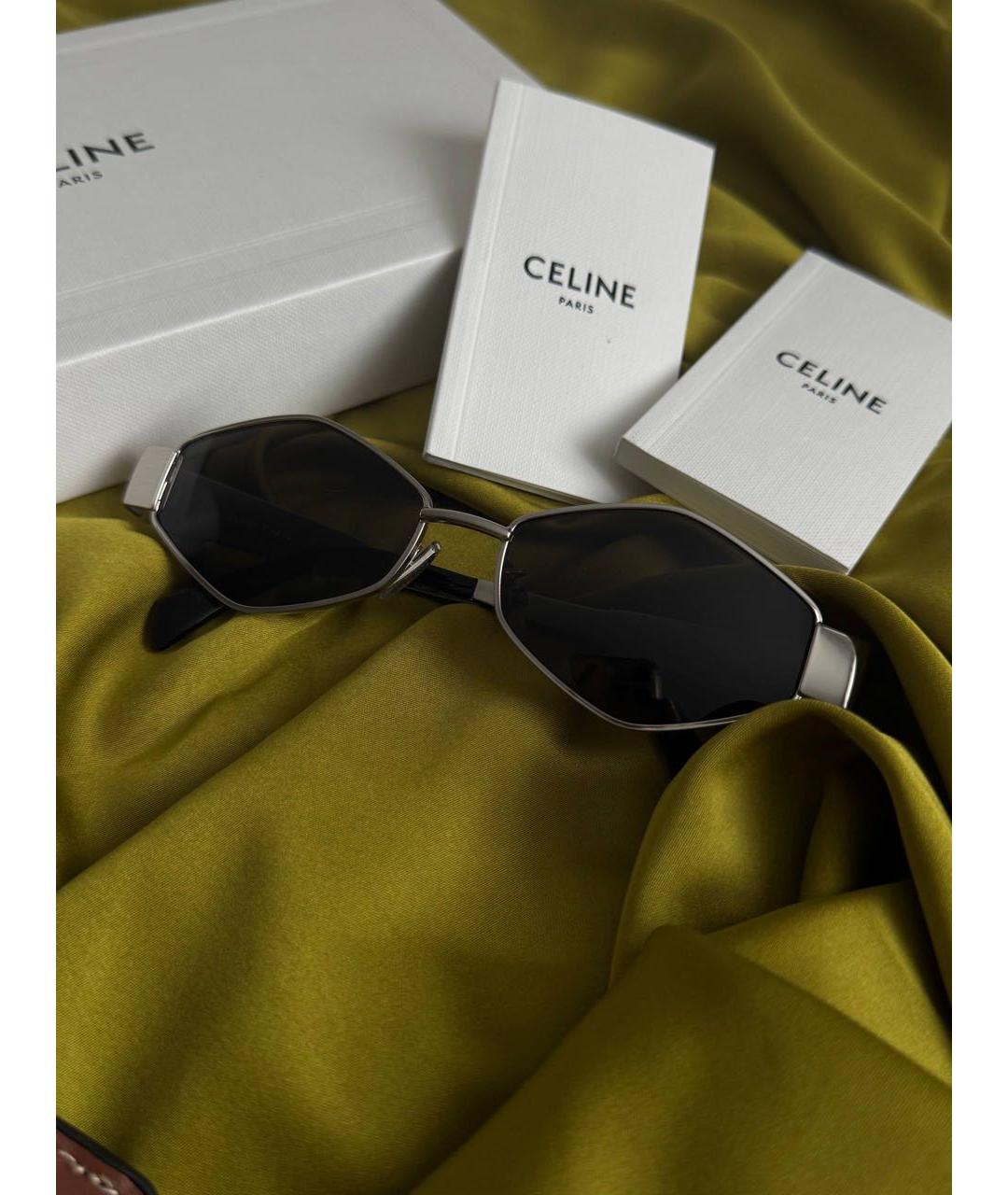 CELINE Серебряные металлические солнцезащитные очки, фото 2