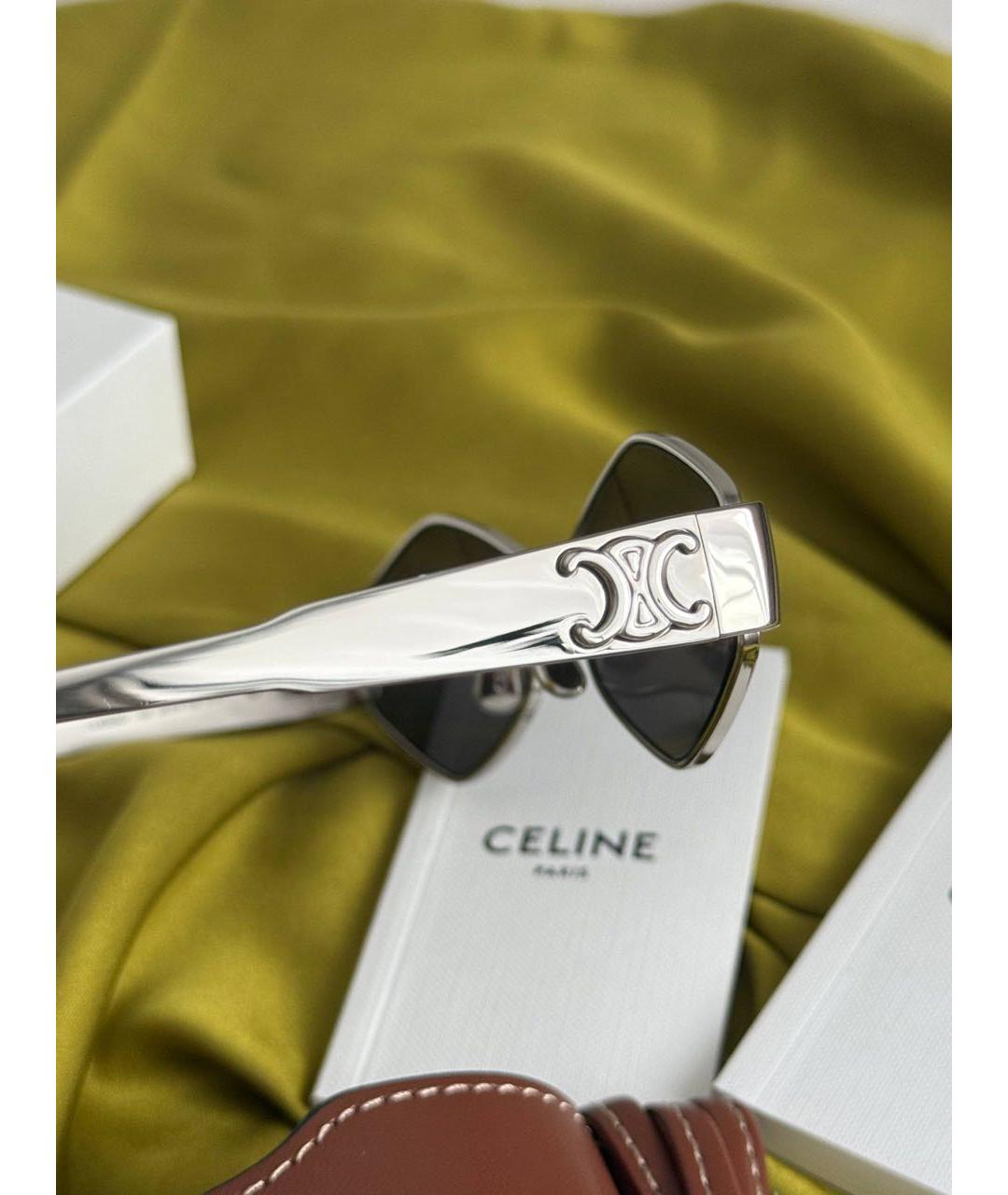 CELINE Серебряные металлические солнцезащитные очки, фото 5