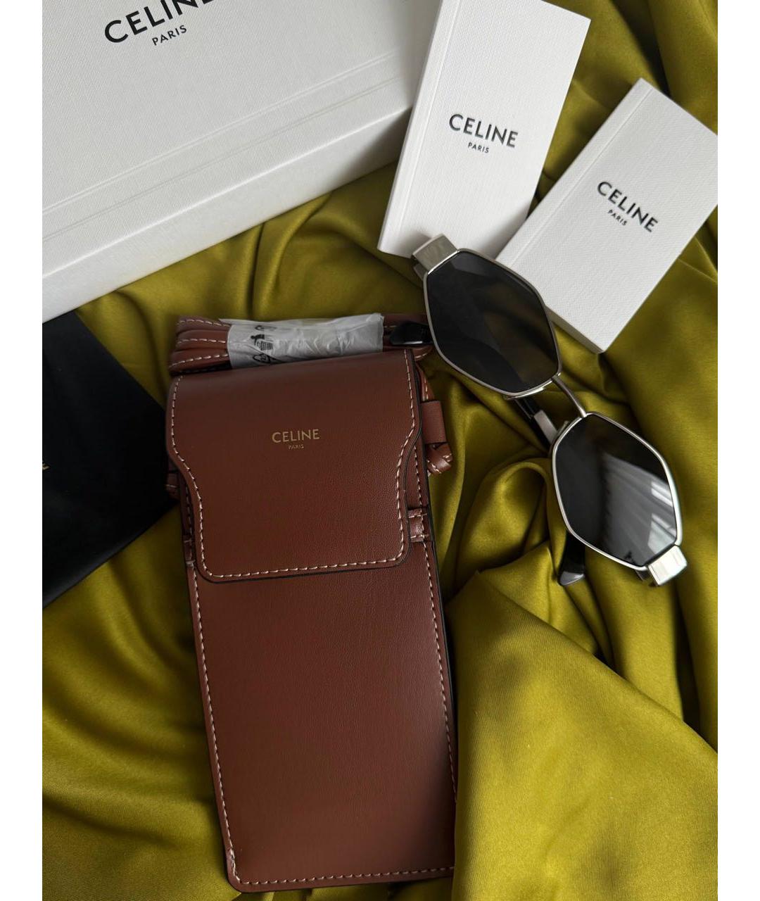 CELINE Серебряные металлические солнцезащитные очки, фото 4