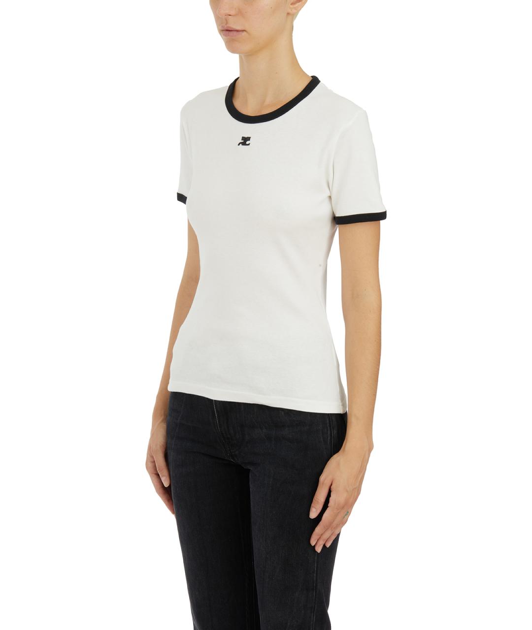 COURREGES Белая хлопковая футболка, фото 3